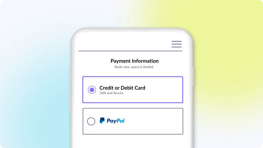 Phone screen with active payment application on gradient background